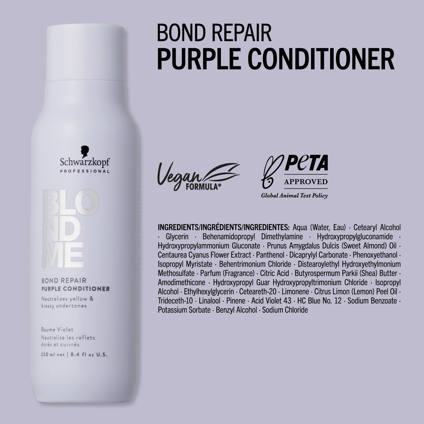 Schwarzkopf Professional BlondMe Bond Repair Purple Conditioner 250ml