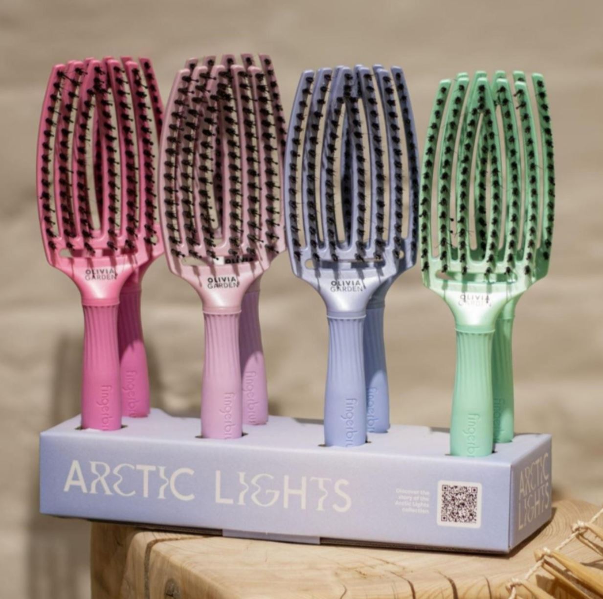 Olivia Garden Fingerbrush Care Iconic Arctic Lights Display 8 Stuks